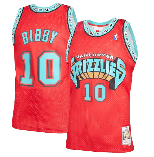 Men's Memphis Grizzlies #10 Mike Bibby Red Throwback Stitched Jersey